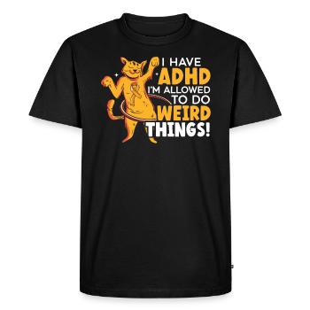 J’ai le TDAH, j’ai le droit de faire des choses bizarres - T-shirt Premium bio Homme - noir - Devant - Nico (187cm)