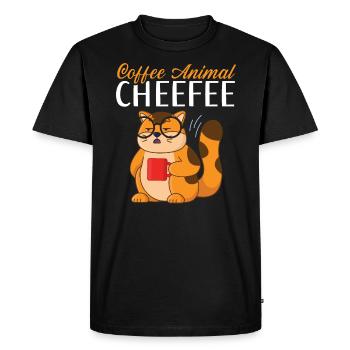 Coffee Animal Cheefee Caffeine Drinker Cheetah - Men's Premium Organic T-Shirt - black - Front - Nico (187cm)