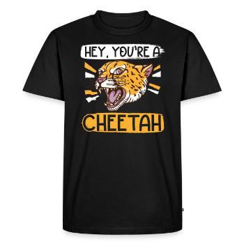 Hey You're A Cheetah Wildlife Animal Zookeeper - Men's Premium Organic T-Shirt - black - Front - Nico (187cm)