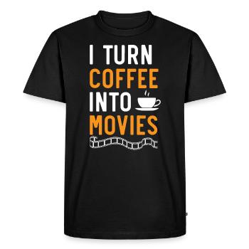 Je transforme le café en films Réalisateur de films Réalisation de films - T-shirt Premium bio Homme - noir - Devant - Nico (187cm)