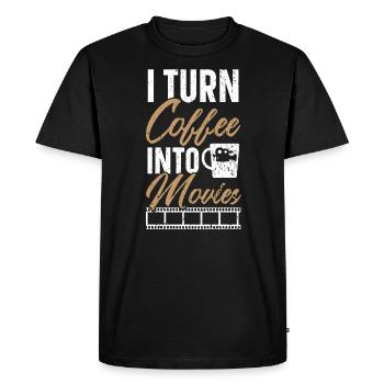 Je transforme le café en films Réalisateur de films Réalisation de films - T-shirt Premium bio Homme - noir - Devant - Nico (187cm)