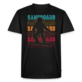 Rétro Sandboard Sanboarder Boardsport Sandboarding - T-shirt Premium bio Homme - noir - Devant - Nico (187cm)
