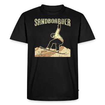 Rétro Sandboard Sanboarder Boardsport Sandboarding - T-shirt Premium bio Homme - noir - Devant - Nico (187cm)