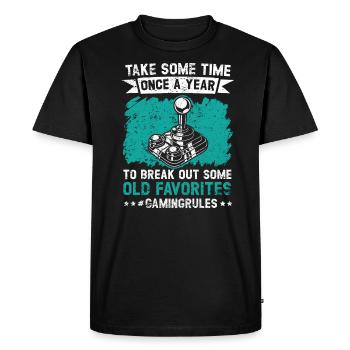 Gaming Rules Arcade Gamer Geek Video Game Player - Men's Premium Organic T-Shirt - black - Front - Nico (187cm)