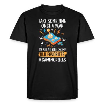 Gaming Rules Arcade Gamer Geek Video Game Player - Men's Premium Organic T-Shirt - black - Front - Nico (187cm)