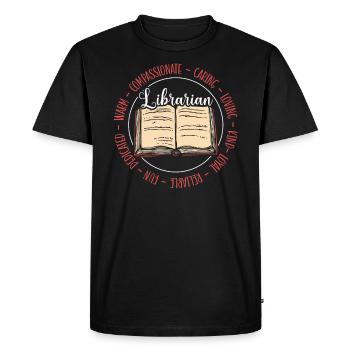 Bibliothèque Bookworm Book Lover Bibliophile Bibliothécaire - T-shirt Premium bio Homme - noir - Devant - Nico (187cm)