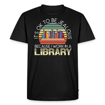 Bibliothèque Bookworm Book Lover Bibliophile Bibliothécaire - T-shirt Premium bio Homme - noir - Devant - Nico (187cm)