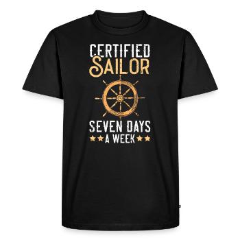 Marin certifié Capitaine de navire sept jours sur sept - T-shirt Premium bio Homme - noir - Devant - Nico (187cm)