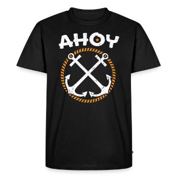 Ahoy Navire Capitaine Marin Marin Marin Nautisme - T-shirt Premium bio Homme - noir - Devant - Nico (187cm)