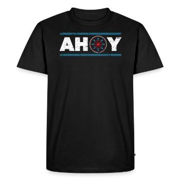 Ahoy Capitaine de navire Marin Marin Nautique Navigation de plaisance - T-shirt Premium bio Homme - noir - Devant - Nico (187cm)