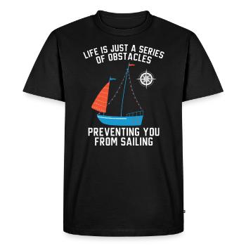 Capitaine de navire Marin Marin Navigation de plaisance Voile - T-shirt Premium bio Homme - noir - Devant - Nico (187cm)