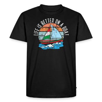 Life Is Better On A Boat Seafarer Nautical Sailor - Men's Premium Organic T-Shirt - black - Front - Nico (187cm)