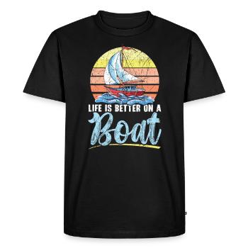 Life Is Better On A Boat Seafarer Nautical Sailor - Men's Premium Organic T-Shirt - black - Front - Nico (187cm)
