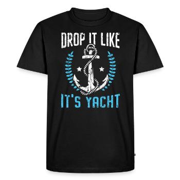 Drop It Like It's Yacht Seafarer Nautical Sailor - Men's Premium Organic T-Shirt - black - Front - Nico (187cm)
