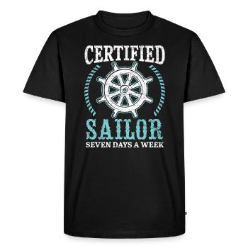 Marin certifié sept jours par semaine Capitaine de navire - T-shirt Premium bio Homme - noir - Devant - Nico (187cm)