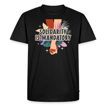 La solidarité est obligatoire Mois de l’histoire des Noirs - T-shirt Premium bio Homme - noir - Devant - Nico (187cm)