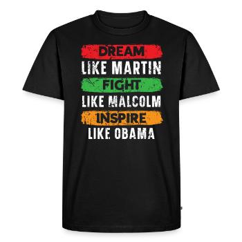 Dream Fight Inspire Black History Month - T-shirt Premium bio Homme - noir - Devant - Nico (187cm)