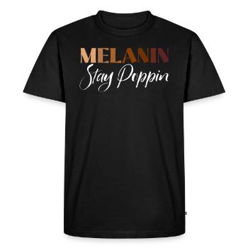 Melanin Stay Poppin Mois de l’histoire des Noirs Noirité - T-shirt Premium bio Homme - noir - Devant - Nico (187cm)