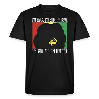 Black And Proud Black History Month Black Pride - Men's Premium Organic T-Shirt - black - Front - Nico (187cm)