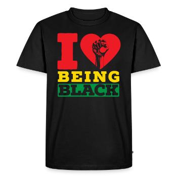 J’adore être afrocentrique du Mois de l’histoire des Noirs - T-shirt Premium bio Homme - noir - Devant - Nico (187cm)