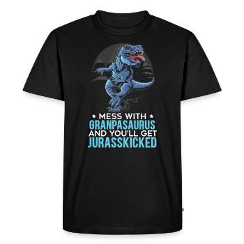 Jouez avec Grandpasaurus et vous serez Jurasskicked - T-shirt Premium bio Homme - noir - Devant - Nico (187cm)