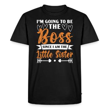 Va être le patron puisque je suis la petite sœur - T-shirt Premium bio Homme - noir - Devant - Nico (187cm)