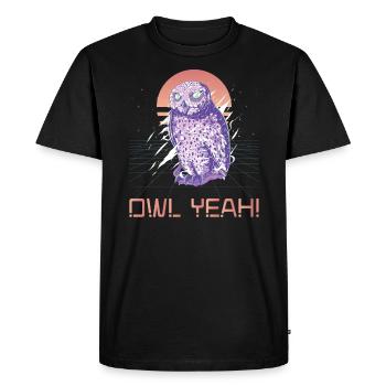 Owl Yeah Owl Lover Nocturnal Bird Owl Whisperer - Men's Premium Organic T-Shirt - black - Front - Nico (187cm)