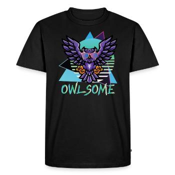 Owlsome Owl Lover Nocturnal Bird Owl Whisperer - Men's Premium Organic T-Shirt - black - Front - Nico (187cm)