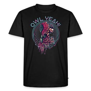 Owl Yeah Owl Lover Nocturnal Bird Owl Whisperer - Men's Premium Organic T-Shirt - black - Front - Nico (187cm)