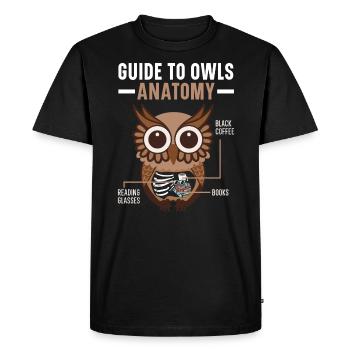 Guide To Owls Anatomy Owl Lover Nocturnal Bird - Men's Premium Organic T-Shirt - black - Front - Nico (187cm)