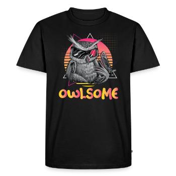 Owlsome Owl Lover Nocturnal Bird Owl Whisperer - Men's Premium Organic T-Shirt - black - Front - Nico (187cm)