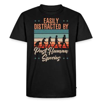 Facilement distrait par les espèces humaines passées - T-shirt Premium bio Homme - noir - Devant - Nico (187cm)