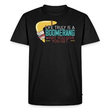 Boomerang Lover Lancer Sport Aborigène Australien - T-shirt Premium bio Homme - noir - Devant - Nico (187cm)