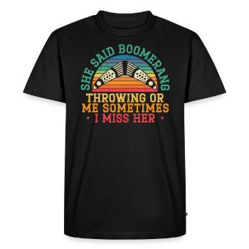 Boomerang Lover Throw Sport Aborigène Australien - T-shirt Premium bio Homme - noir - Devant - Nico (187cm)