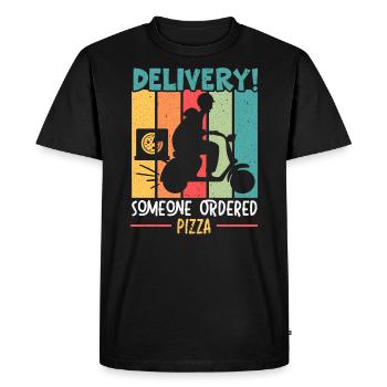 Livraison Quelqu’un a commandé Pizza Food Delivery - T-shirt Premium bio Homme - noir - Devant - Nico (187cm)