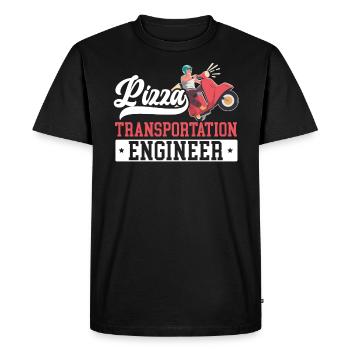 Ingénieur en transport de pizzas Livreur de nourriture - T-shirt Premium bio Homme - noir - Devant - Nico (187cm)