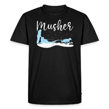 Mush Mushing Sled Dog Sledding Musher Huskie - Men's Premium Organic T-Shirt - black - Front - Nico (187cm)