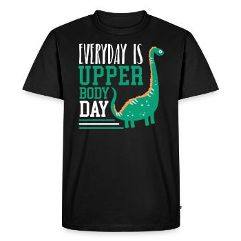 Everyday Is Upper Body Day Fitness Brachiosaurus - Men's Premium Organic T-Shirt - black - Front - Nico (187cm)