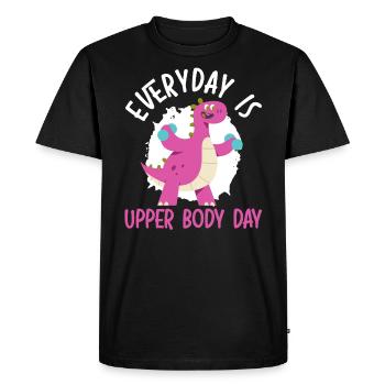 Everyday Is Upper Body Day Fitness Brachiosaurus - Men's Premium Organic T-Shirt - black - Front - Nico (187cm)