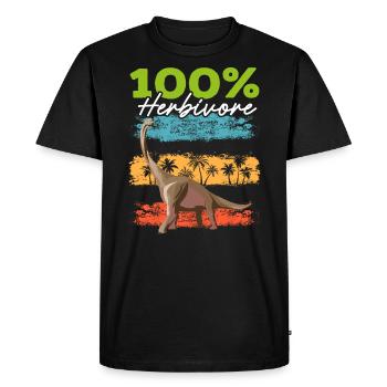 100% Herbivore Brachiousaurus Dinosaure Dino - T-shirt Premium bio Homme - noir - Devant - Nico (187cm)