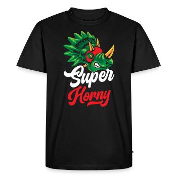Super Horny Triceratops Dinosaure Préhistorique Dino - T-shirt Premium bio Homme - noir - Devant - Nico (187cm)