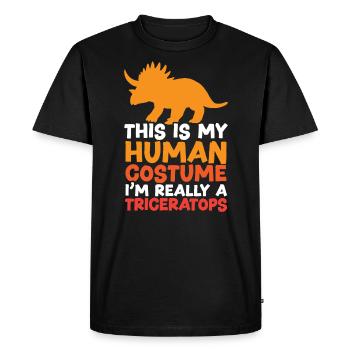C’est mon costume humain Je suis vraiment un tricératops - T-shirt Premium bio Homme - noir - Devant - Nico (187cm)