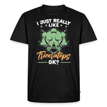 I Just Really Like Triceratops Dinosaur Lover Dino - Men's Premium Organic T-Shirt - black - Front - Nico (187cm)