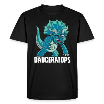 Dadceratops Triceratops Dinosaure Dino Daddy - T-shirt Premium bio Homme - noir - Devant - Nico (187cm)