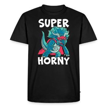 Super Horny Triceratops Dinosaure Préhistorique Dino - T-shirt Premium bio Homme - noir - Devant - Nico (187cm)