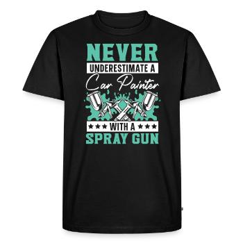 Ne sous-estimez jamais un peintre automobile avec un pistolet de pulvérisation - T-shirt Premium bio Homme - noir - Devant - Nico (187cm)