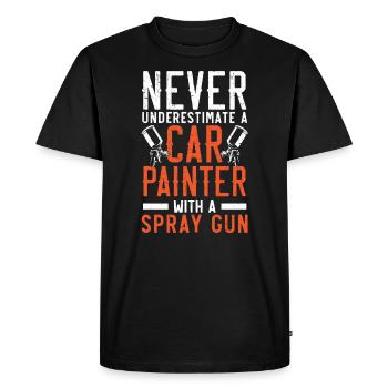 Ne sous-estimez jamais un peintre automobile avec un pistolet de pulvérisation - T-shirt Premium bio Homme - noir - Devant - Nico (187cm)