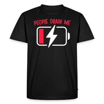 Les gens me drainent Personnalité introvertie Introverti - T-shirt Premium bio Homme - noir - Devant - Nico (187cm)