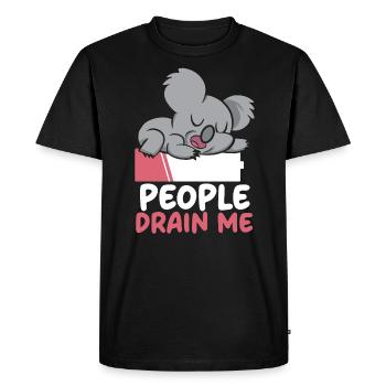 Les gens me drainent Personnalité introvertie Introverti - T-shirt Premium bio Homme - noir - Devant - Nico (187cm)
