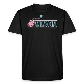 Anteasocial Tea Drinker Introverted Introvert - Men's Premium Organic T-Shirt - black - Front - Nico (187cm)